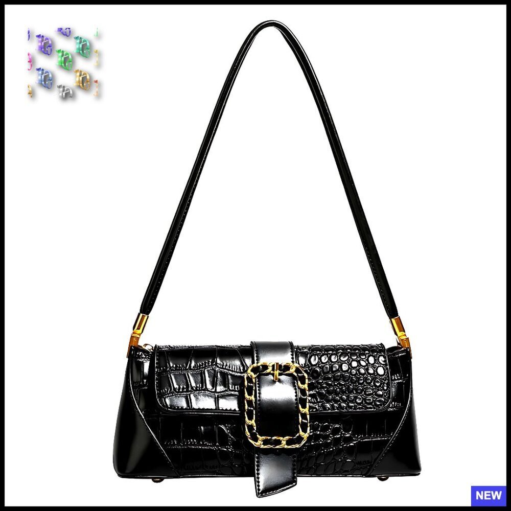 Retro French Clutch Handbag Small Shoulder Bag 90s Classic Purse Crocodile